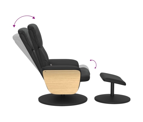 Sillón reclinable masaje con reposapiés cuero sintético negro