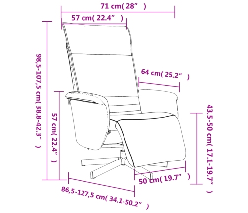 Sillón reclinable con reposapiés cuero sintético negro