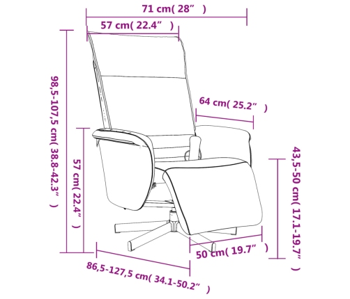 Sillón reclinable masaje con reposapiés cuero sintético marrón