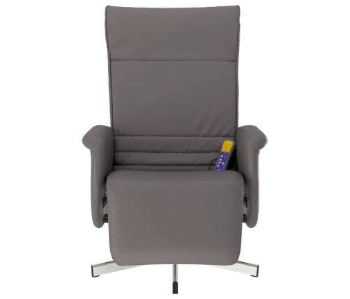 Sillón reclinable de masaje con reposapiés cuero sintético gris