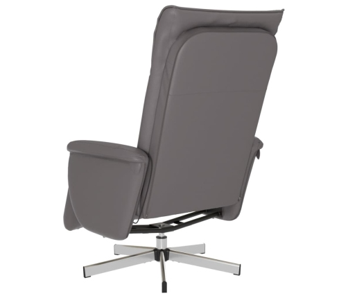 Sillón reclinable de masaje con reposapiés cuero sintético gris