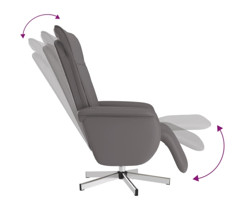 Sillón reclinable de masaje con reposapiés cuero sintético gris