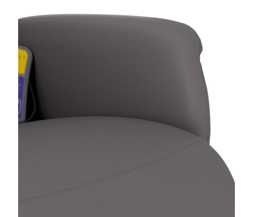 Sillón reclinable de masaje con reposapiés cuero sintético gris