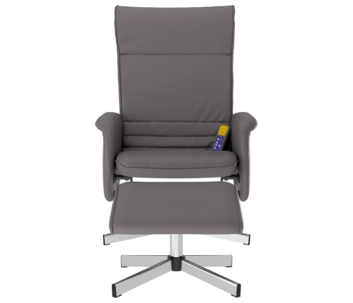 Sillón de masaje reclinable con reposapiés cuero sintético gris