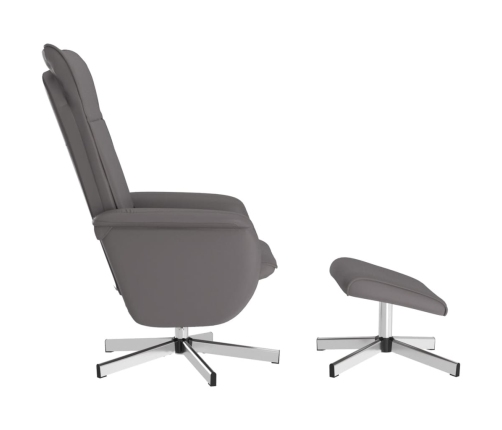 Sillón de masaje reclinable con reposapiés cuero sintético gris