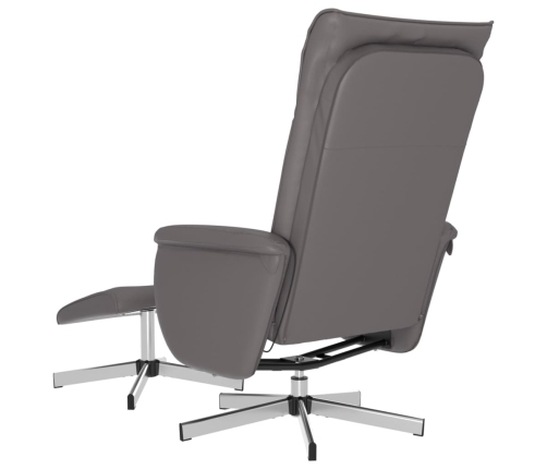 Sillón de masaje reclinable con reposapiés cuero sintético gris