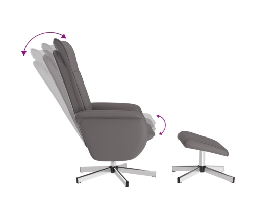 Sillón de masaje reclinable con reposapiés cuero sintético gris