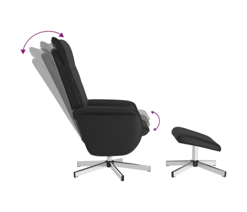 Sillón reclinable masaje con reposapiés cuero sintético negro