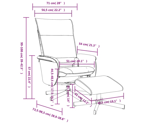 Sillón reclinable masaje con reposapiés cuero sintético negro