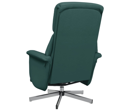 Sillón reclinable con reposapiés tela verde oscuro