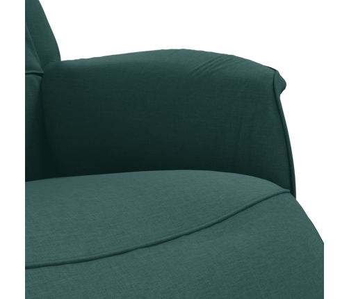 Sillón reclinable con reposapiés tela verde oscuro