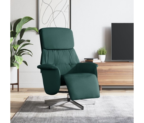 Sillón reclinable con reposapiés tela verde oscuro