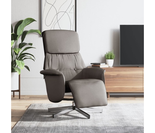 Sillón reclinable con reposapiés tela gris taupe