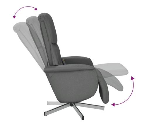 Sillón reclinable de masaje con reposapiés tela gris oscuro