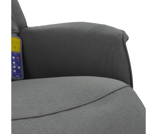 Sillón reclinable de masaje con reposapiés tela gris oscuro