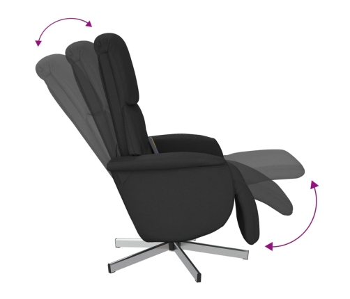 Sillón reclinable de masaje con reposapiés tela negra