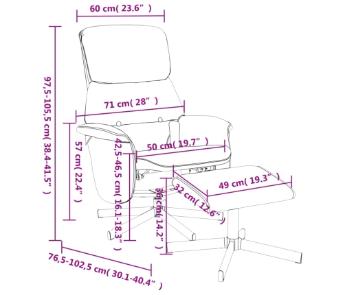 Sillón reclinable de masaje con reposapiés tela gris claro