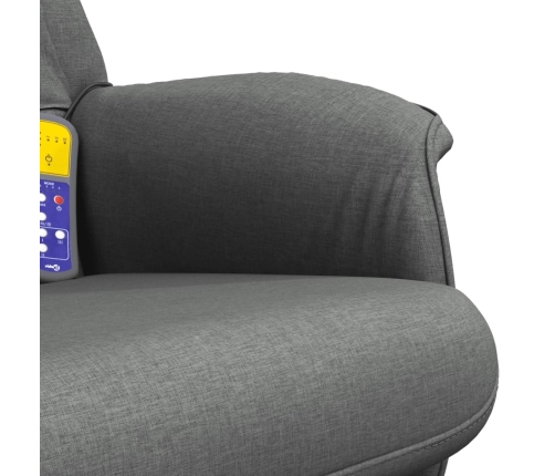 Sillón reclinable de masaje con reposapiés tela gris oscuro