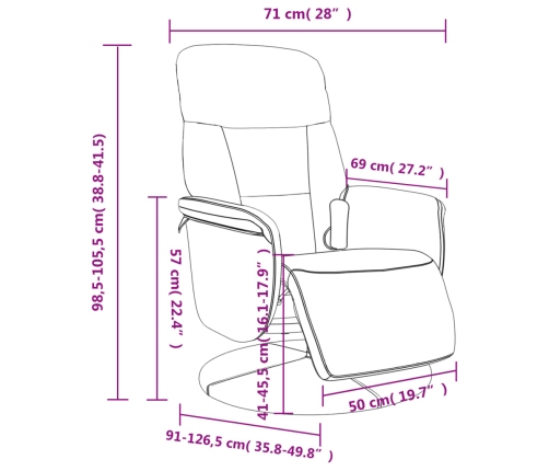 Sillón reclinable masaje con reposapiés terciopelo gris claro