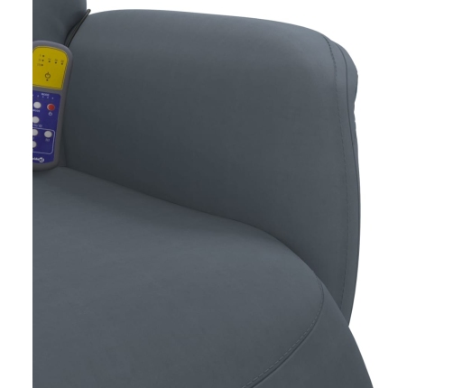 Sillón reclinable masaje con reposapiés terciopelo gris oscuro