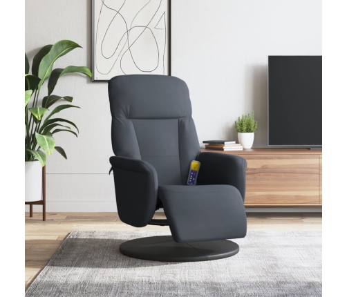 Sillón reclinable masaje con reposapiés terciopelo gris oscuro