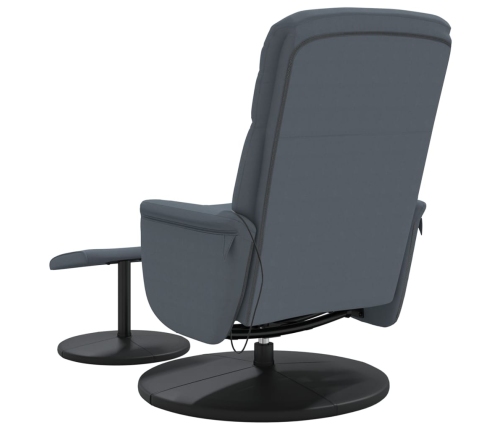 Sillón reclinable masaje con reposapiés terciopelo gris oscuro