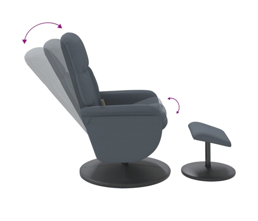 Sillón reclinable masaje con reposapiés terciopelo gris oscuro