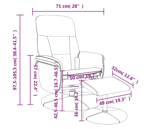 Sillón reclinable masaje con reposapiés terciopelo gris oscuro