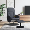 Sillón reclinable masaje con reposapiés terciopelo gris oscuro