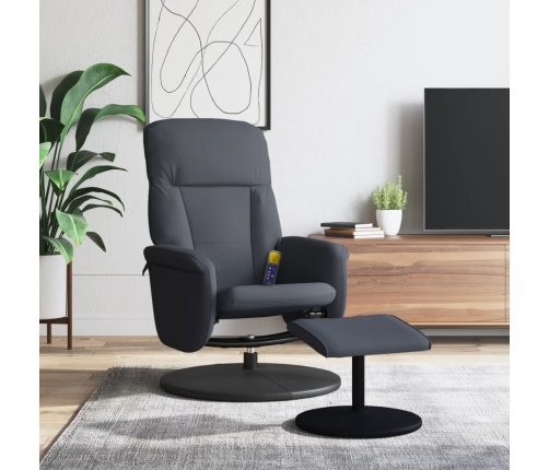 Sillón reclinable masaje con reposapiés terciopelo gris oscuro