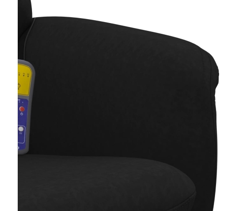 Sillón reclinable de masaje con reposapiés terciopelo negro