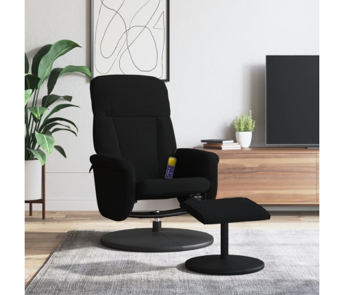 Sillón reclinable de masaje con reposapiés terciopelo negro