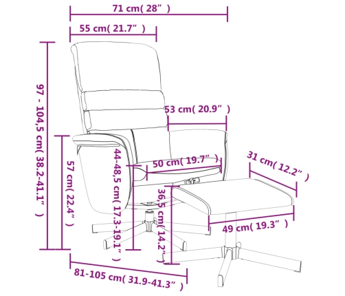 Sillón reclinable con reposapiés cuero sintético negro