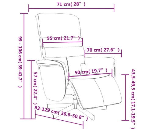 Sillón reclinable masaje con reposapiés cuero sintético negro