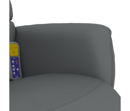 Sillón reclinable de masaje con reposapiés cuero sintético gris