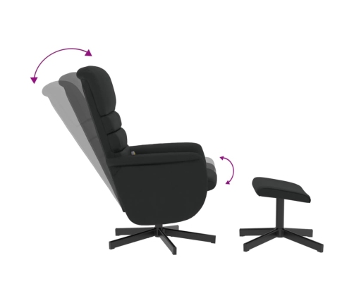 Sillón reclinable masaje con reposapiés cuero sintético negro