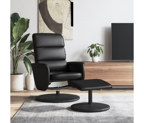 Sillón reclinable con reposapiés cuero sintético negro