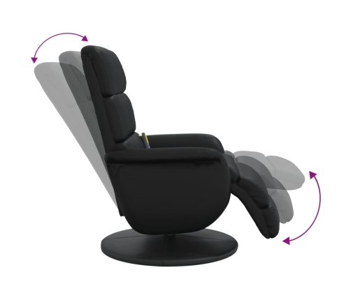 Sillón reclinable masaje con reposapiés cuero sintético negro