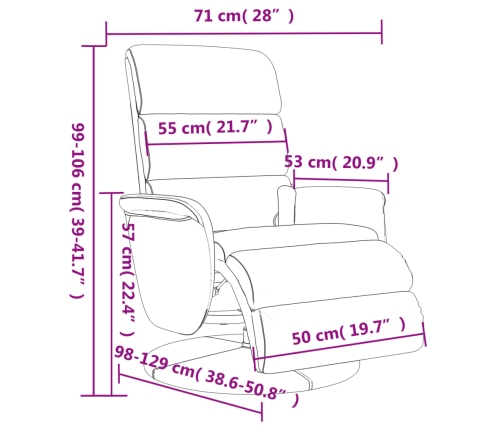 Sillón reclinable masaje con reposapiés cuero sintético negro