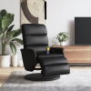 Sillón reclinable masaje con reposapiés cuero sintético negro