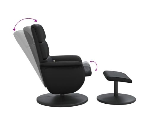 Sillón reclinable masaje con reposapiés cuero sintético negro