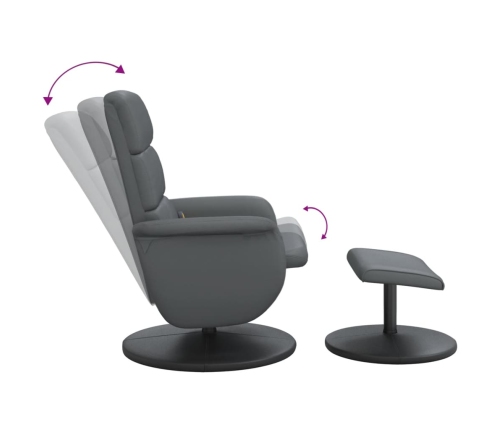 Sillón de masaje reclinable con reposapiés cuero sintético gris