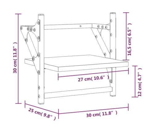 Estantes de pared con barras 2 unidades negro 30x25x30 cm