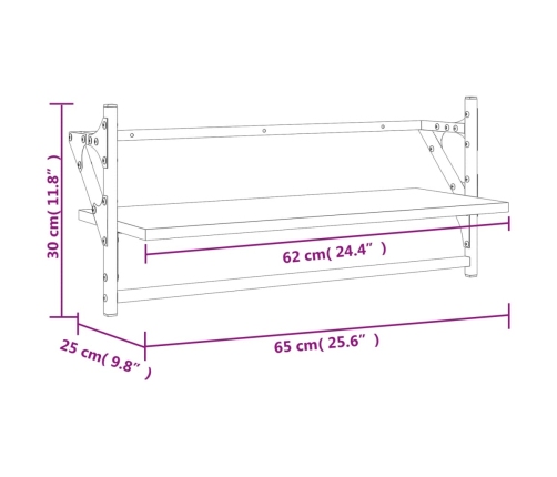 Estantes de pared con barras 2 unidades negro 65x25x30 cm