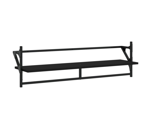 Estantes de pared con barras 2 unidades negro 100x25x30 cm