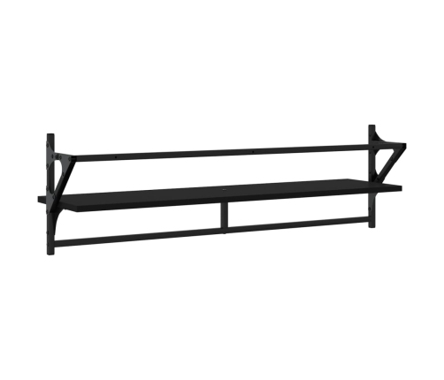 Estantes de pared con barras 2 unidades negro 100x25x30 cm