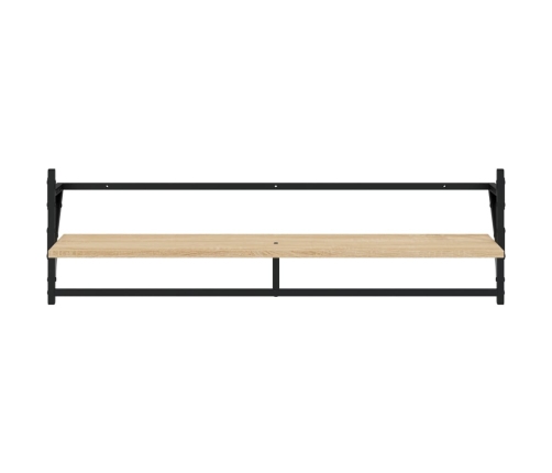 Estantes de pared con barras 2 uds roble Sonoma 100x25x30 cm