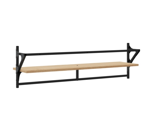 Estantes de pared con barras 2 uds roble Sonoma 100x25x30 cm