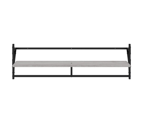 Estantes de pared con barras 2 uds gris Sonoma 100x25x30 cm