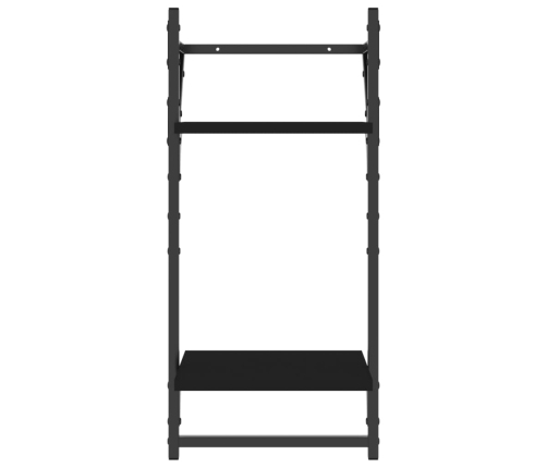 Estantes de pared 2 niveles con barras 2 uds negro 30x25x65 cm